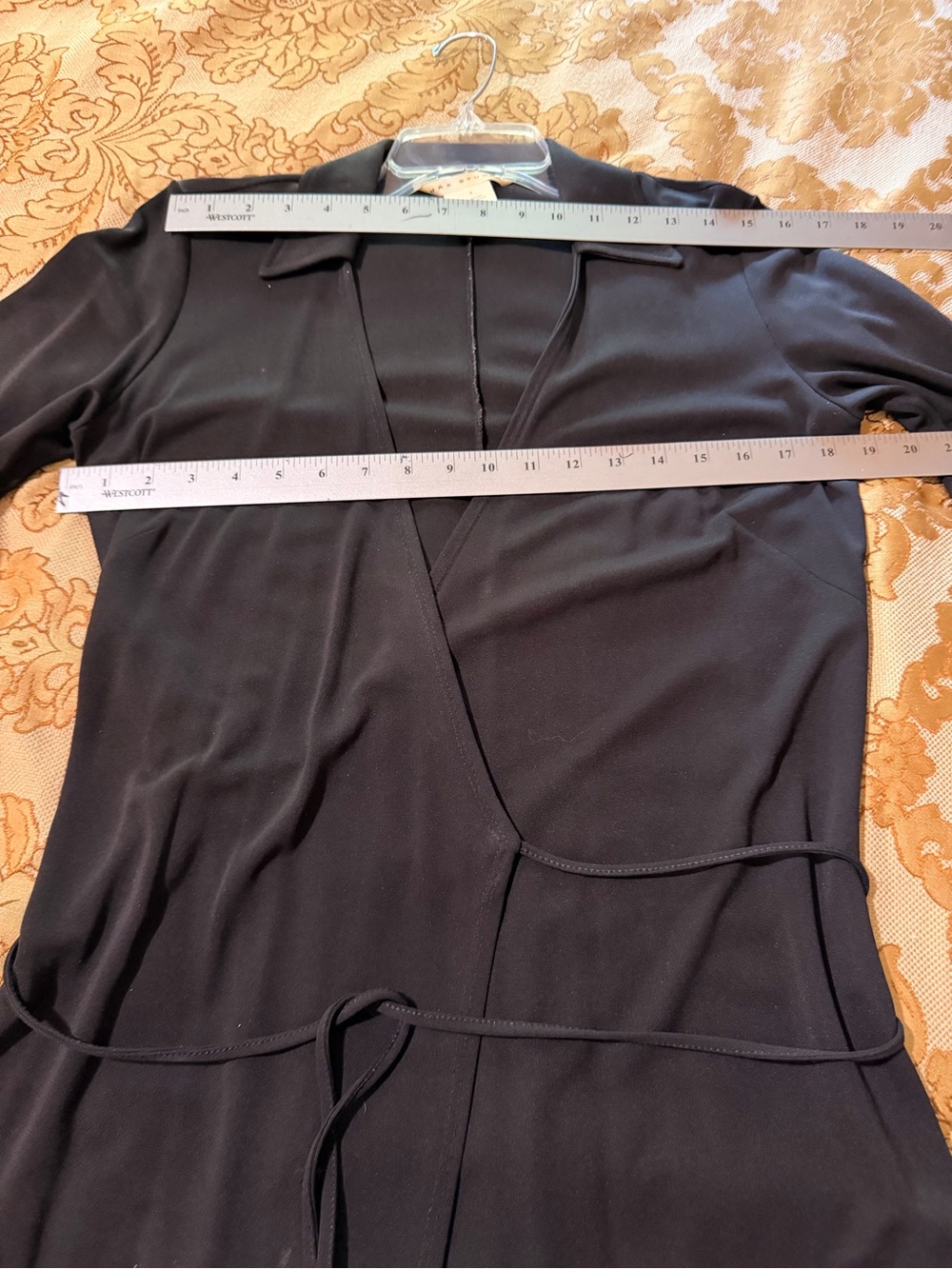 Max Studio Classic Black Wrap Dress with Tie Waist with Give and Stretch, Sz S - Picture 13 of 15